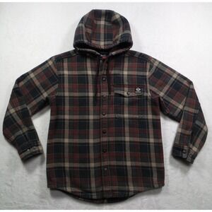 Wolverine Shirt Jacket Mens Size Small Red Black Plaid‎ Bucksaw Bonded Hooded